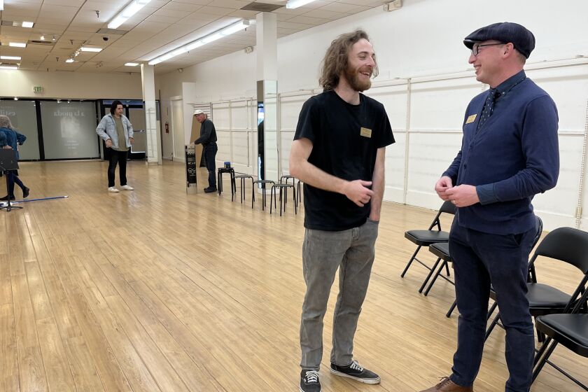 Trinity Theatre's Sean and Connor Boyd talk in their new theater space.