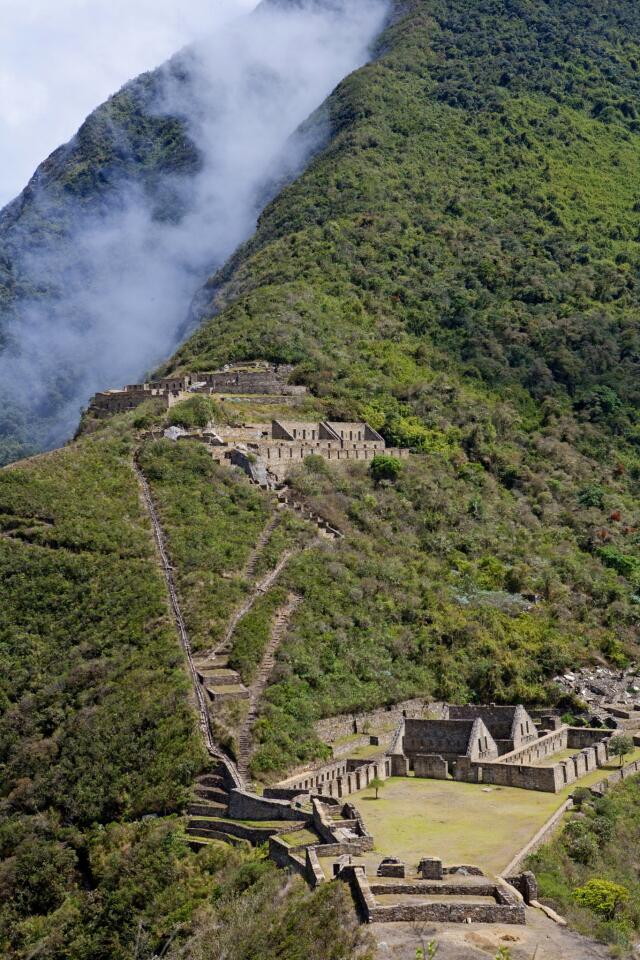 Terraces, plazas and buildings at the Inca city of Choquequirao.