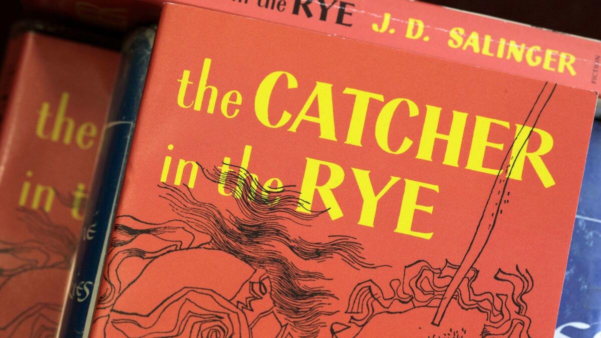 Copies of J.D. Salinger's novel "The Catcher in the Rye" are seen at the Orange Public Library in Orange Village, Ohio.