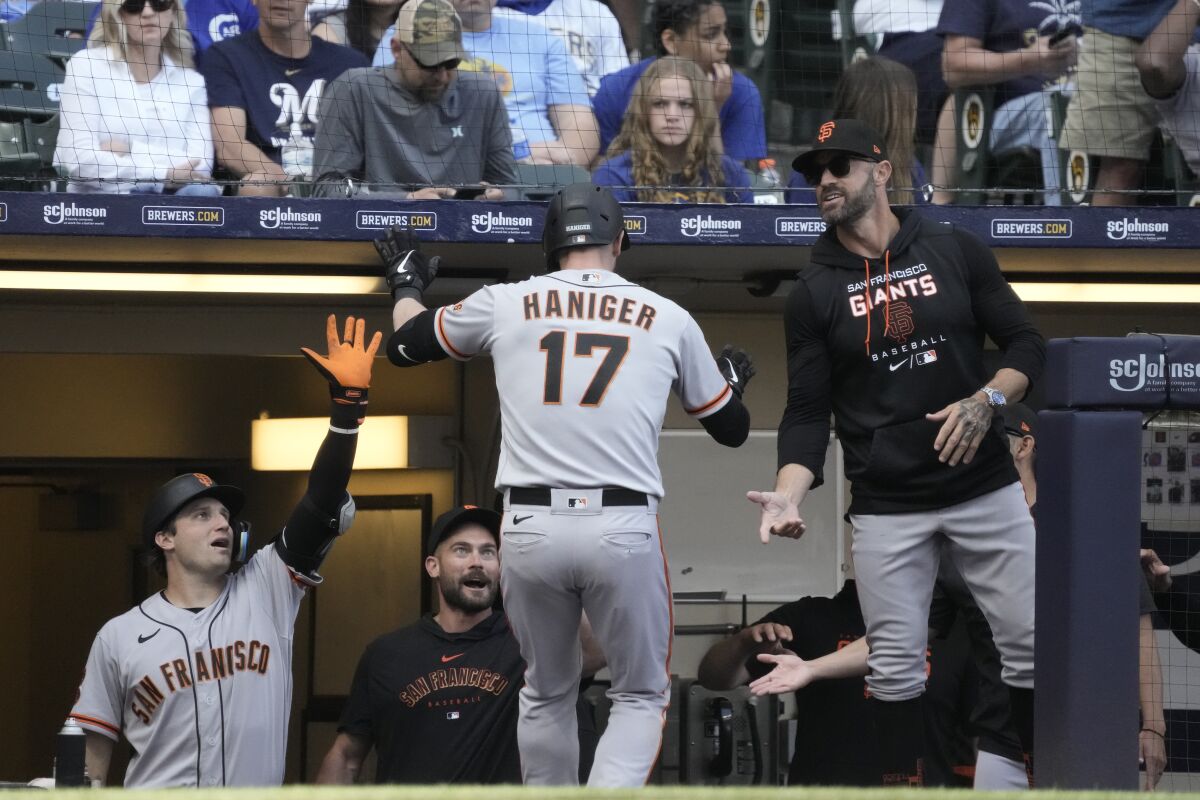 Mitch Haniger, Logan Webb pace Giants past Brewers 3-1 - The San