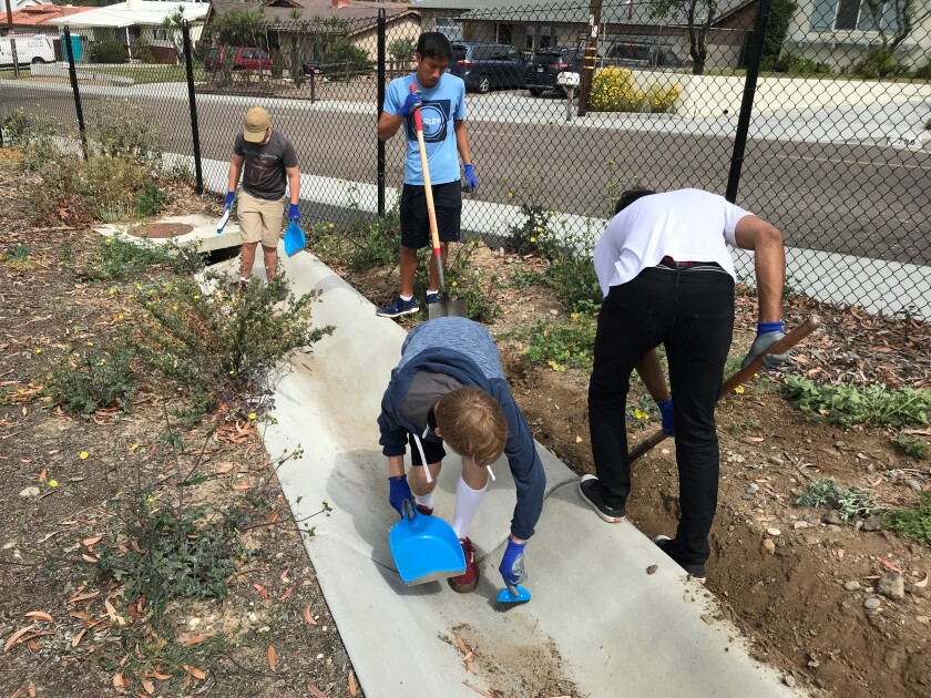 SWPPP interns at work on the San Dieguito campus.