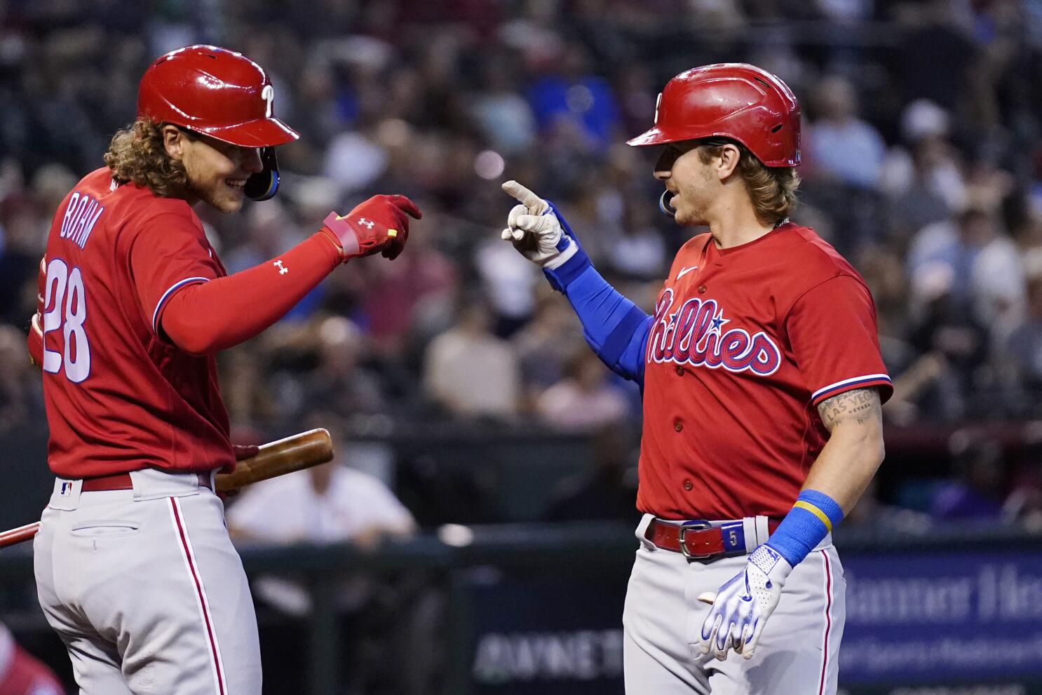 Bryson Stott sets Phillies record with a hit in 17th straight game to start  a season