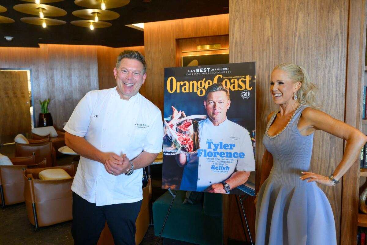 Chef Tyler Florence with chef Jamie Gwen at the inaugural Relish food, wine and spirits event in Newport Beach.