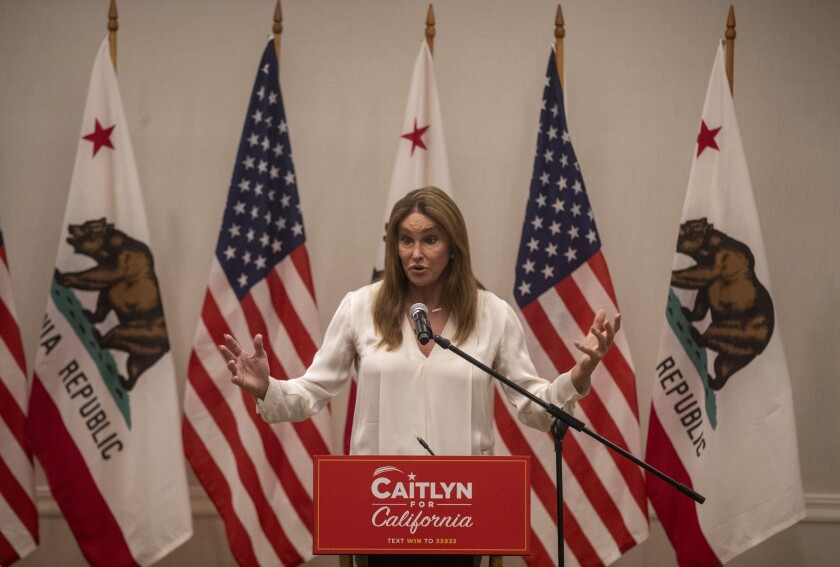 Caitlyn Jenner  talks to voters in Pasadena