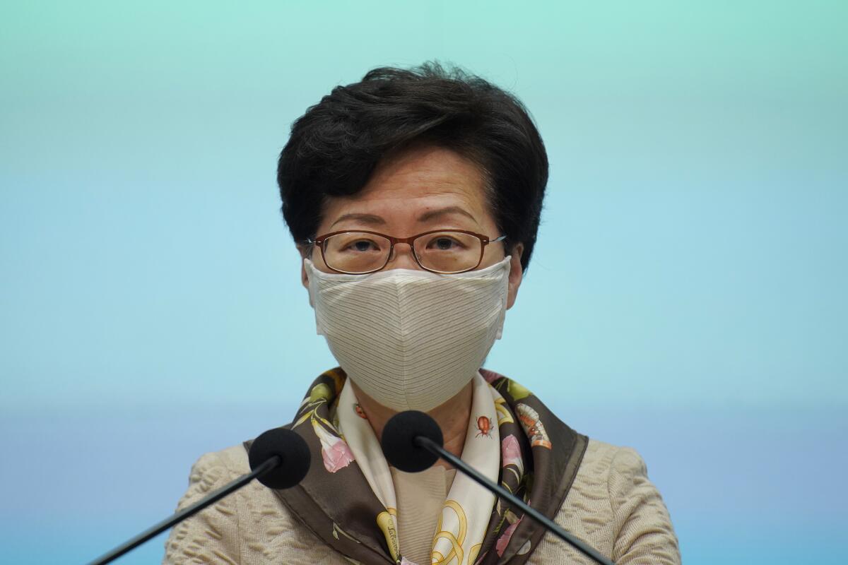 Hong Kong Chief Executive Carrie Lam said the national security law will affect only a small minority.