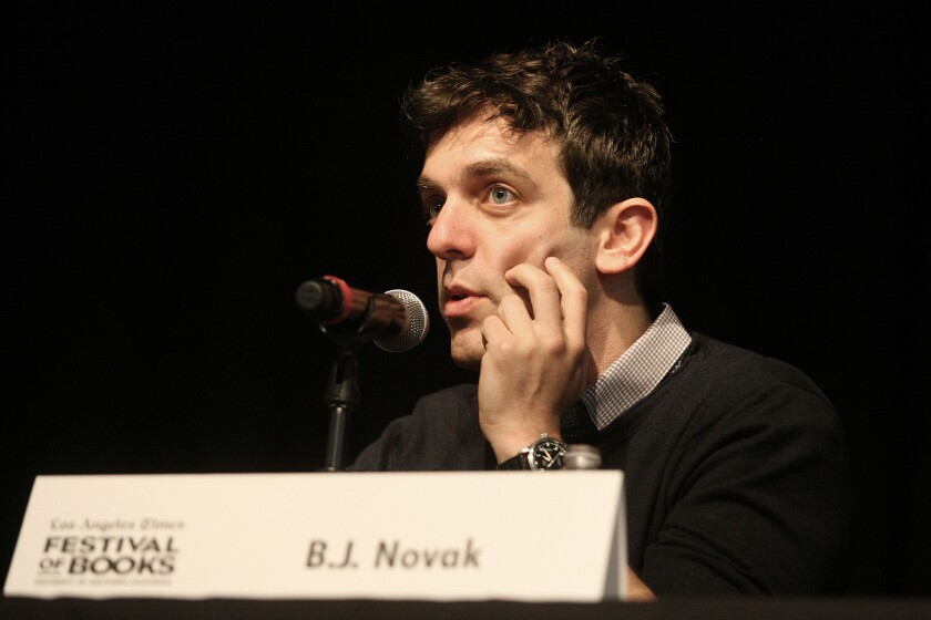 "Part of a journey I think I'm still on is realizing how much of your own voice is your writing, and I think a lot of writers, including myself, start out in a much stiffer voice," B.J. Novak said Saturday at the Festival of Books.