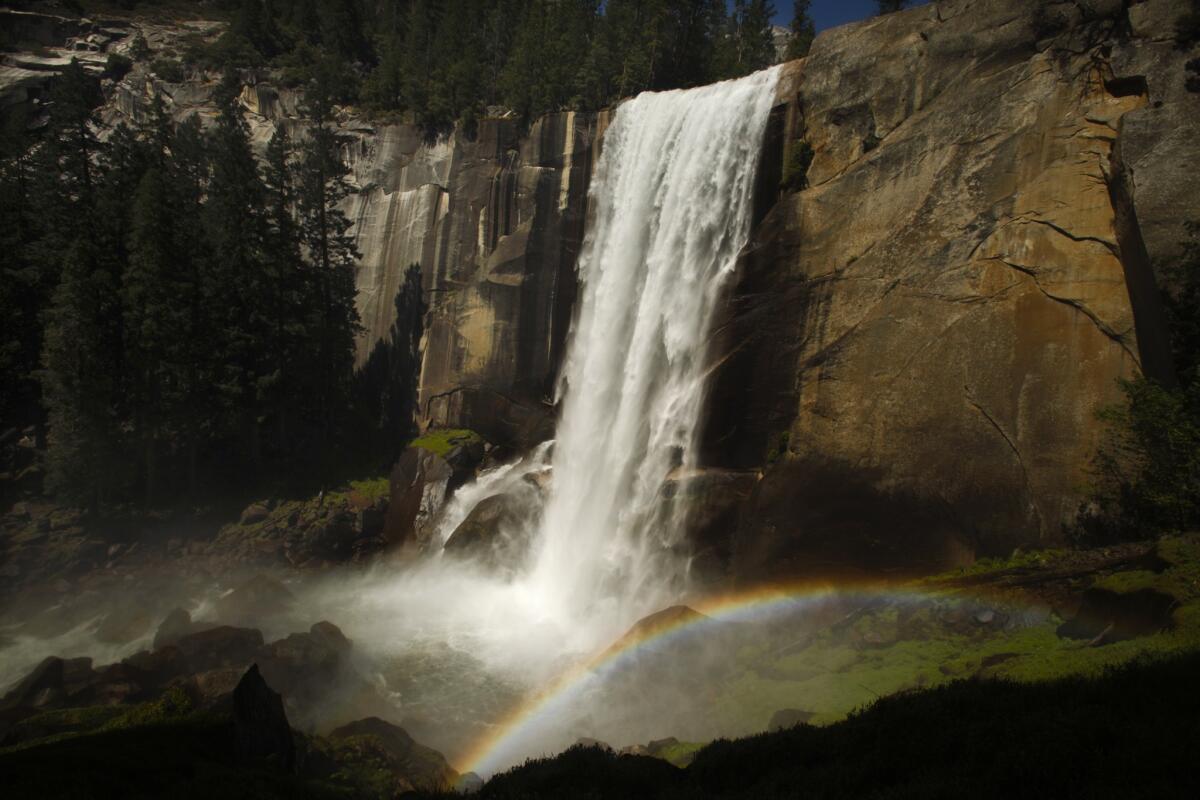 The National Park Service is looking for a vandal who appears to have left paintings at landmarks including Vernal Falls in Yosemite.