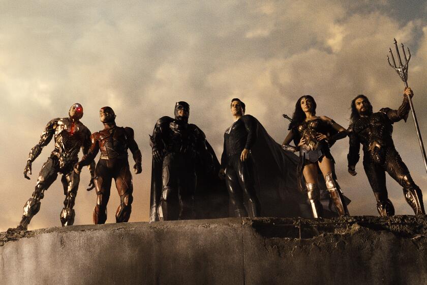 A screen grab from the trailer for the 2021 film "Zack Snyder's Justice League." From L to R: Ray Fisher as Cyborg, Ezra Miller as The Flash, Ben Affleck as Batman, Henry Cavill as Superman, Gal Gadot as Wonder Woman, Jason Momoa as Aquaman. Credit: HBO Max