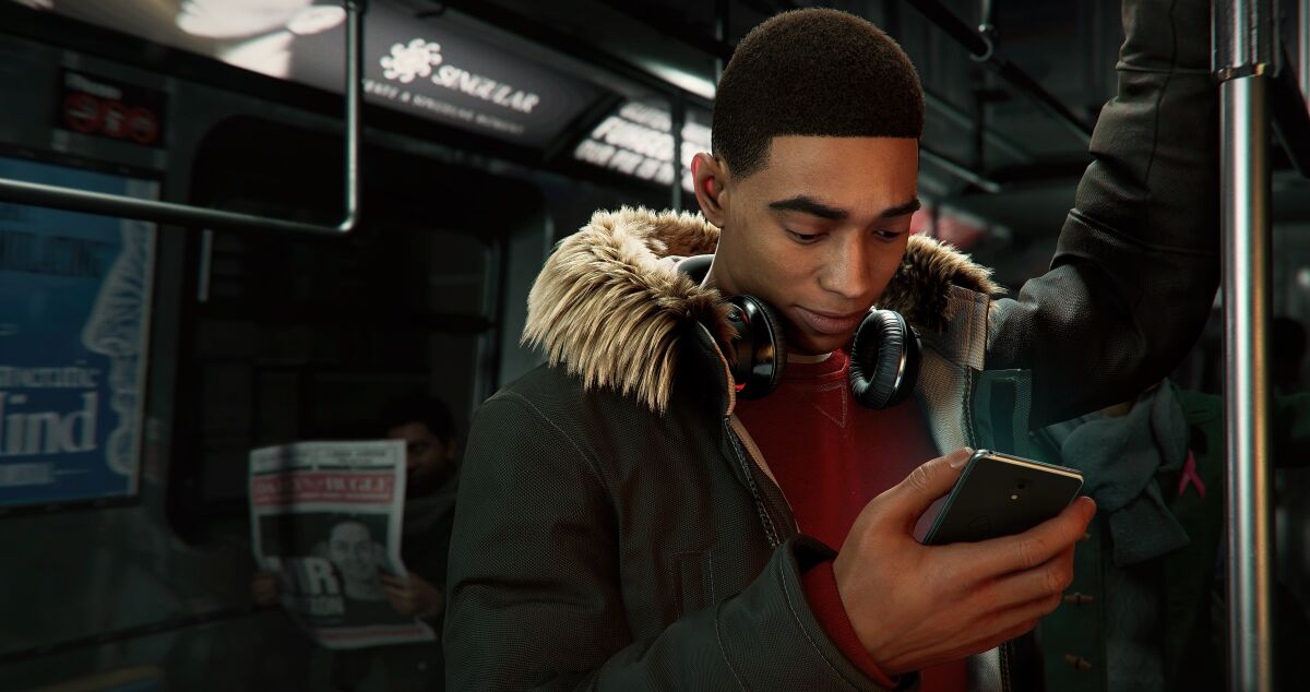 In "Spider-Man: Miles Morales," the main character communicates directly with New Yorkers via an app.