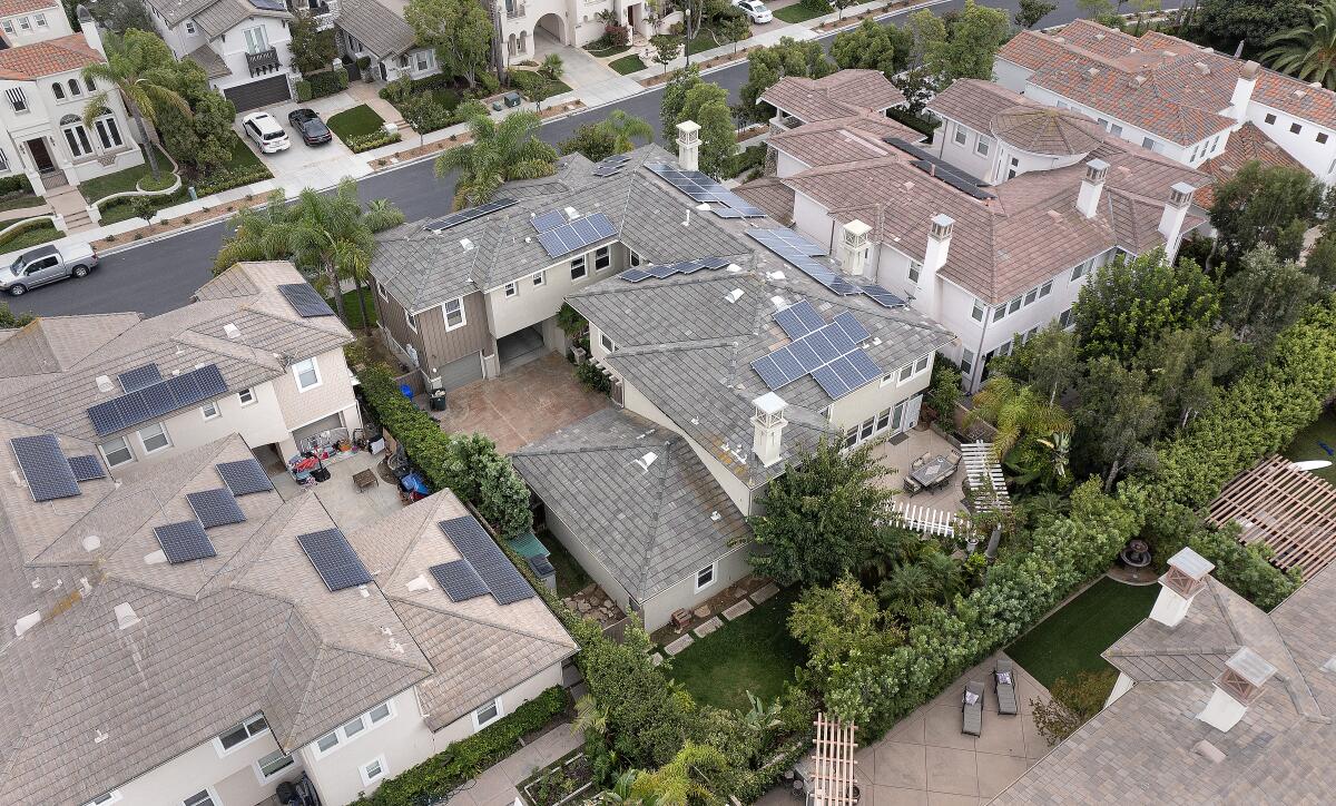 Aerial view of mansions in a neighborhood