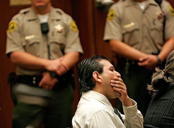 Juan Manuel Alvarez, 29, yawns after his conviction on 11 counts of first-degree murder are read in court Thursday. He was convicted of causing a 2005 Metrolink rail disaster that turned two commuter trains into a tangled mass of smoking wreckage littered with victims.