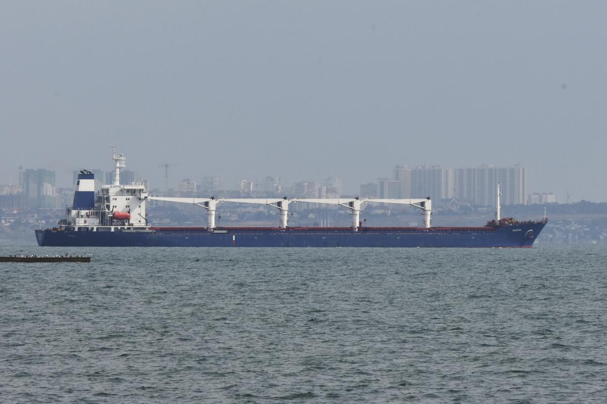 The bulk carrier Razoni sails from the port of Odesa today with a cargo of corn for Lebanon. 