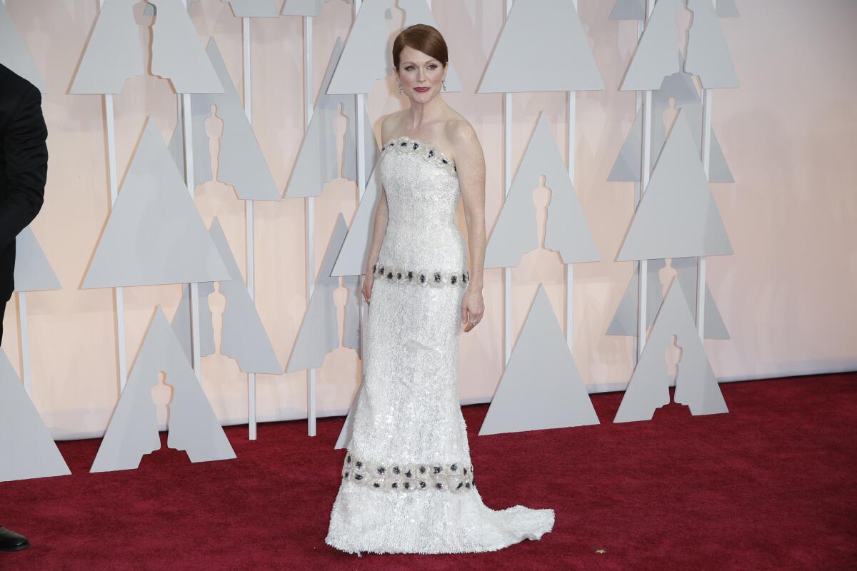 Julianne Moore wears a Chanel gown at the at the 87th Academy Awards on Sunday.