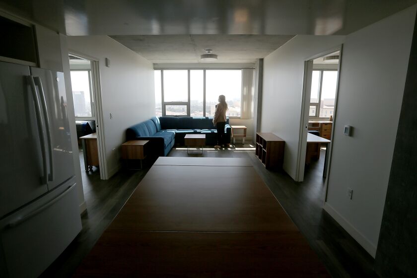 LOS ANGELES, CALIF. - MAR. 14, 2022. A two-bedroom suite in Gayley Heights, a new student housing complex on the campus of UCLA. (Luis Sinco / Los Angeles Times)