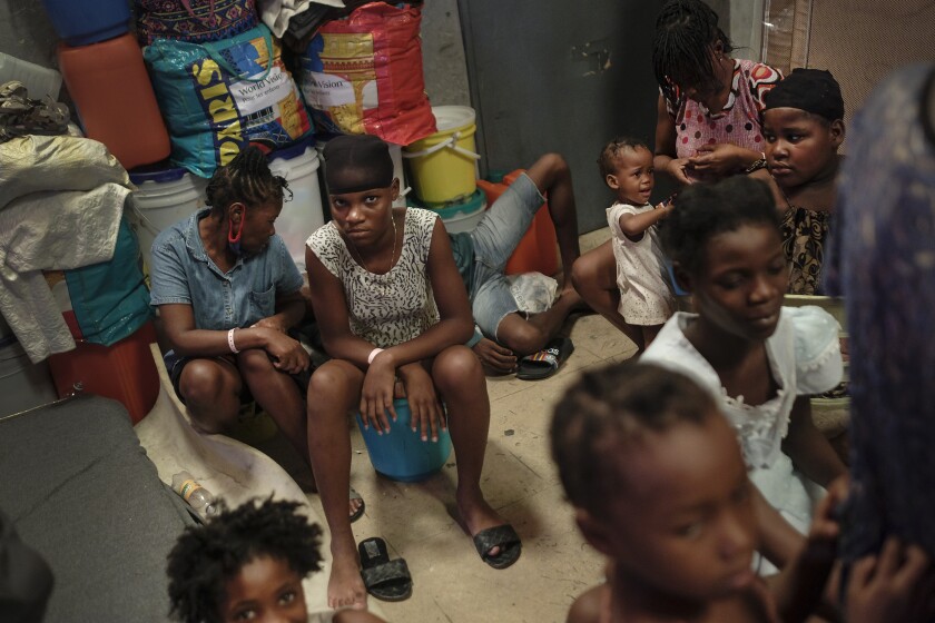 Displaced people in a shelter in Haiti