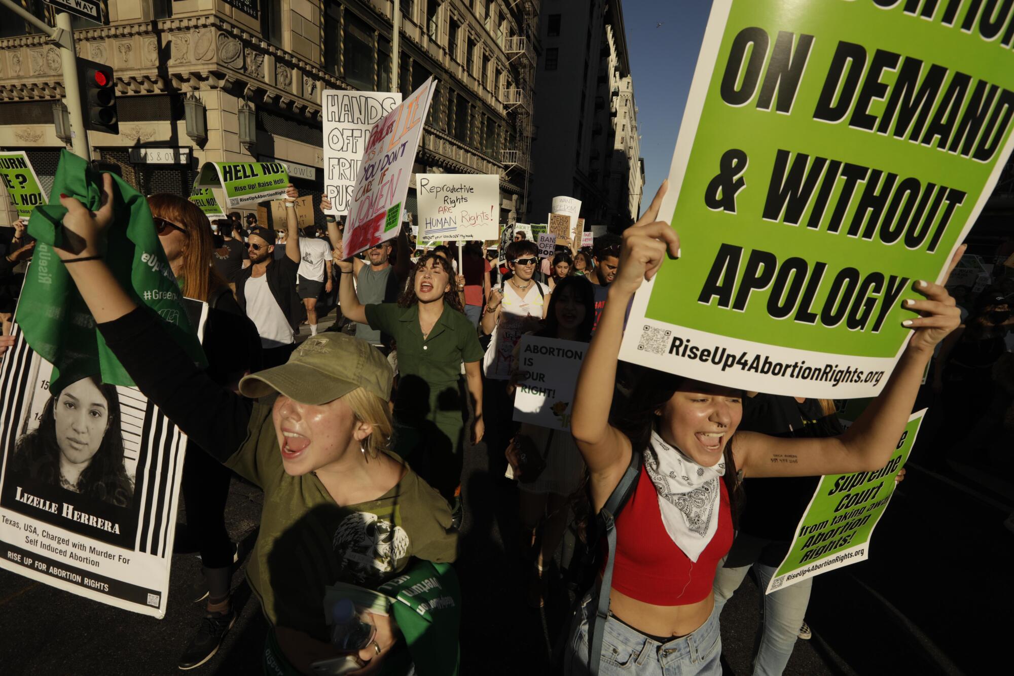 Protesters in downtown Los Angeles