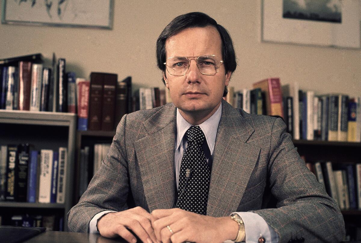 PBS host Bill Moyers appears at WNET in New York in 1974.