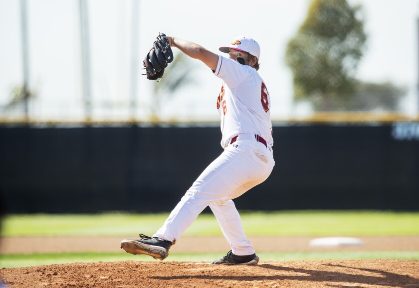 Estancia's Trevor Scott pitches against Fontana A.B. Miller on Tuesday.