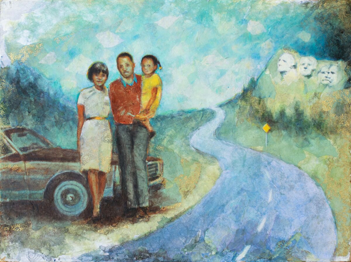Illustration of a Black family taking a road trip