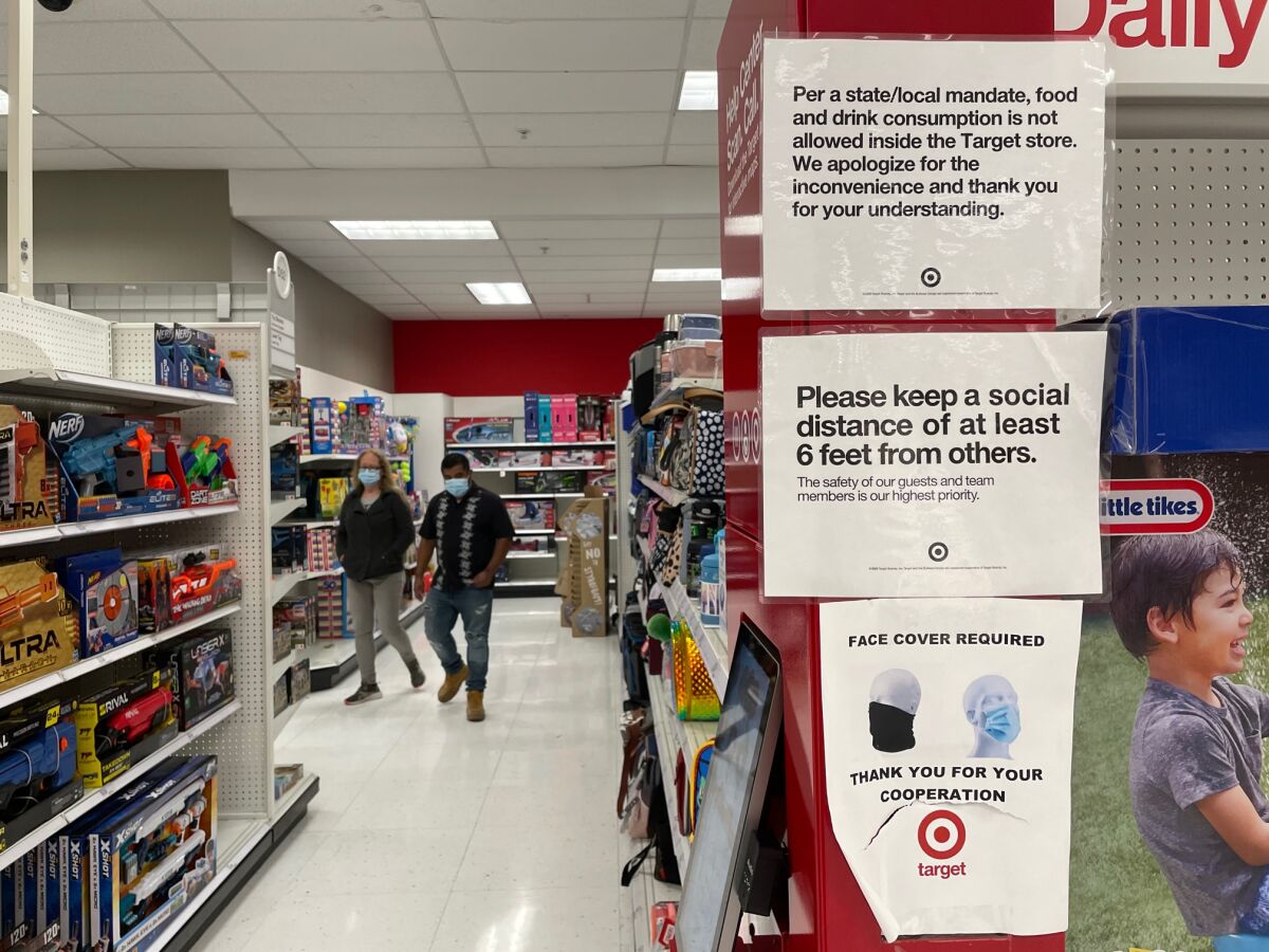 COVID-19 rules posted inside a Target