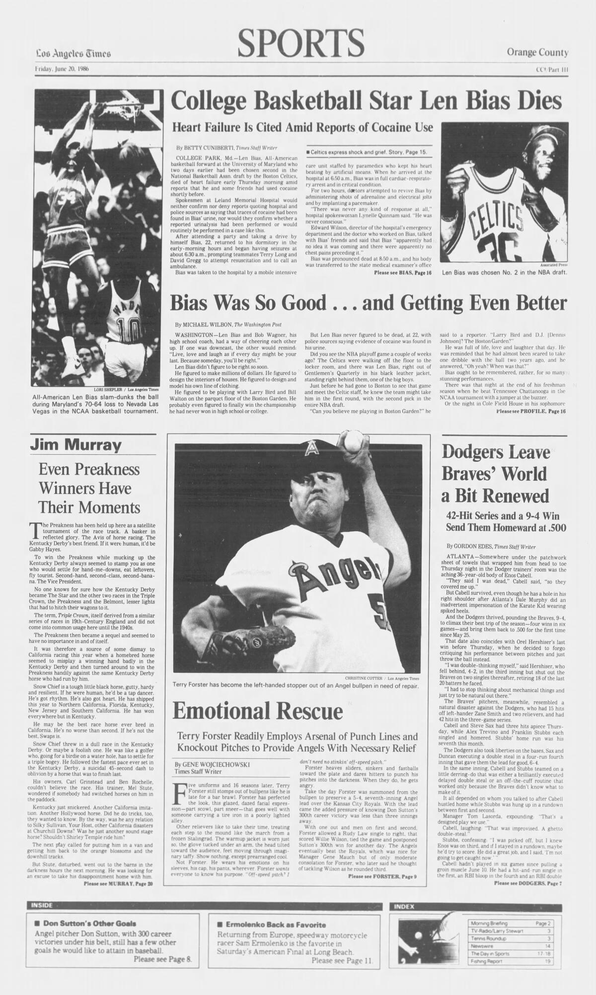 L.A. Times Sports on June 20, 1986.