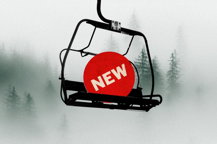 An illustration of a ski lift with a giant "new" sticker in the chair.