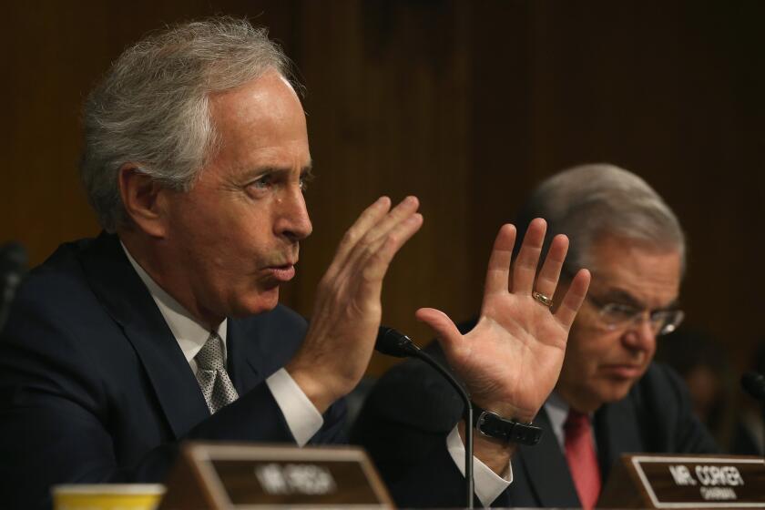 Republican Sen. Bob Corker, chairman of the Senate Foreign Relations Committee, said Sunday of the preliminary nuclear accord reached last week with Iran, "I don't know how anyone could really ascertain whether this is something good or bad yet for the American citizenry." Above, Corker at a March 11 hearing.