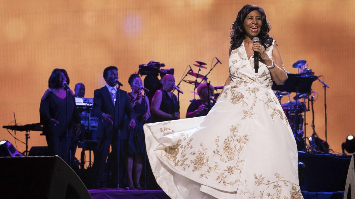 Aretha Franklin, shown performing in New York in 2017, will be feted in a Grammy Awards-related CBS-TV special to be filmed on Jan. 13 in Los Angeles.