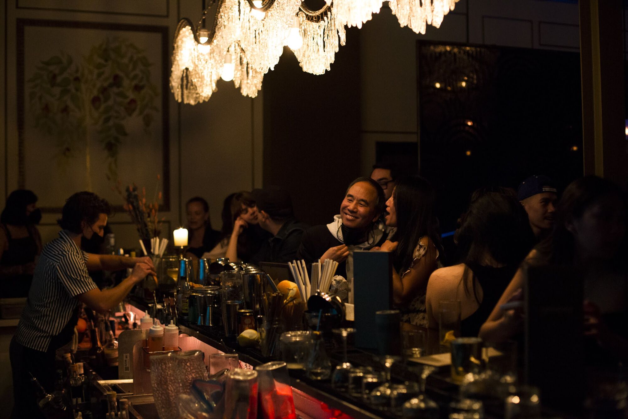 A public bar full of people.