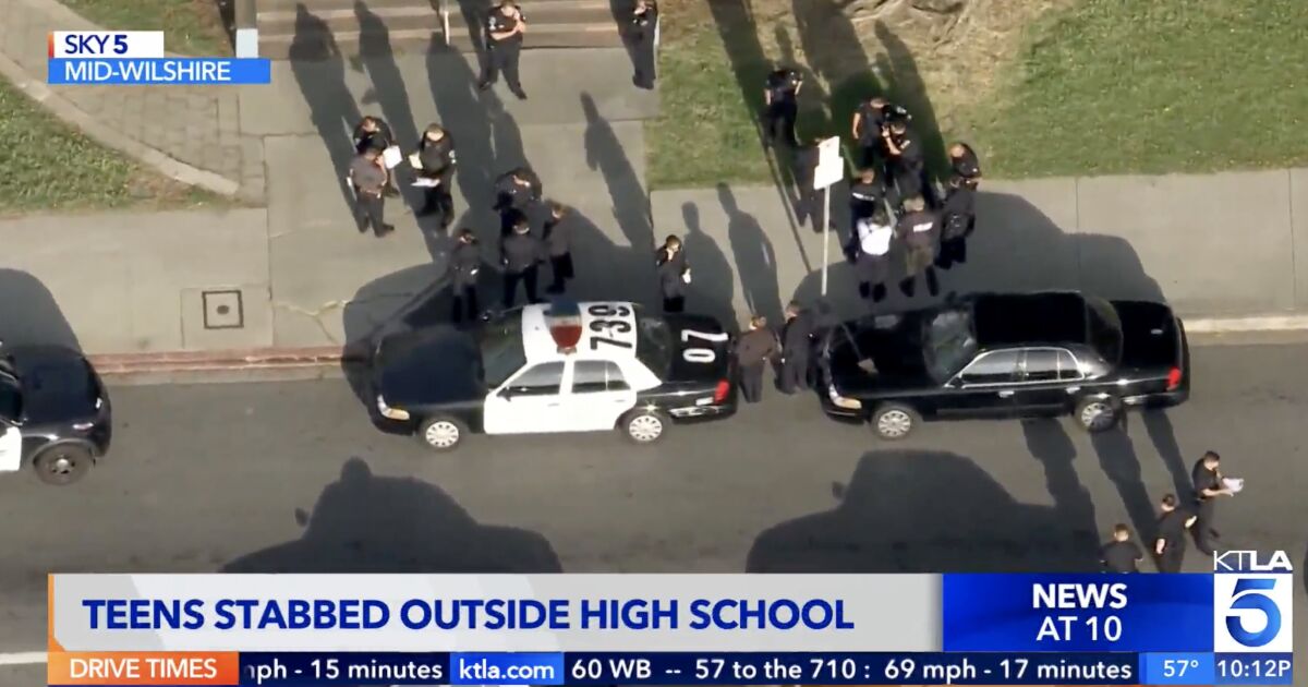 Three detained, including two teens, in double stabbing outside Los Angeles High