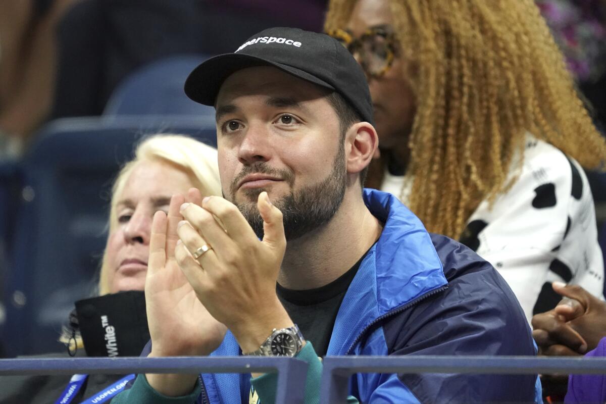 Alexis Ohanian attends the semifinals of the U.S. Open tennis championships.