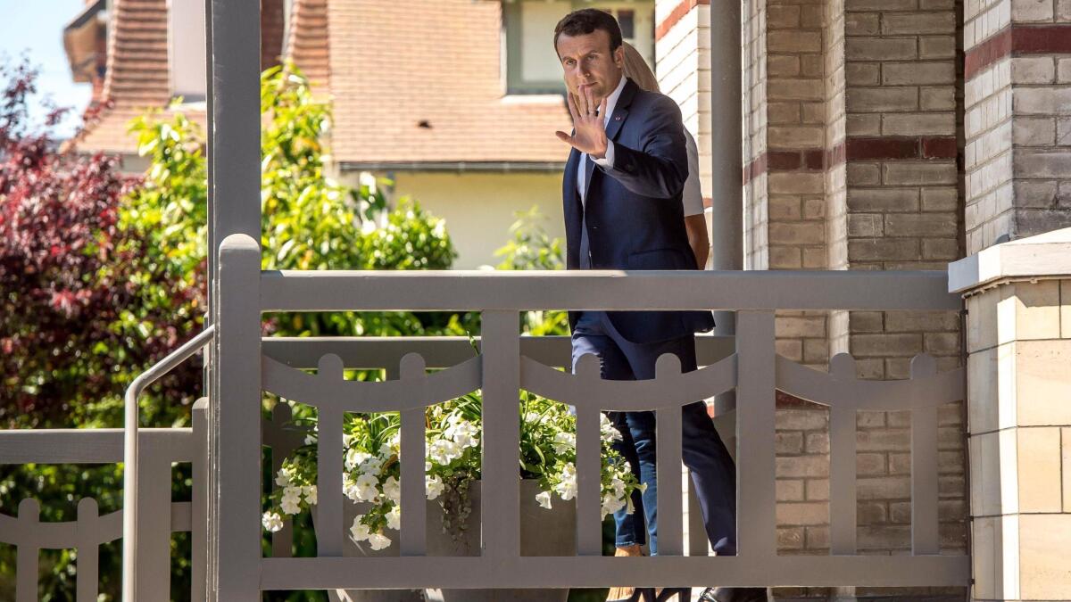 French President Emmanuel Macron leaves his home in Le Touquet, northern France, on June 11, 2017.