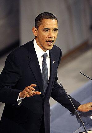 President Obama delivers his Nobel lecture at the Nobel Peace Prize award ceremony at Oslo City Hall on Thursday. The president faces the tricky task of reconciling the revered honor with his decision just last week to send 30,000 troops to escalate the war in Afghanistan, a move which tripled the U.S. force there since he took office.