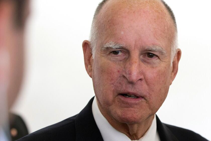 Gov. Jerry Brown, in a statement released by opponents of Measure S, said the Los Angeles ballot measure that would restrict some types of development "goes too far."