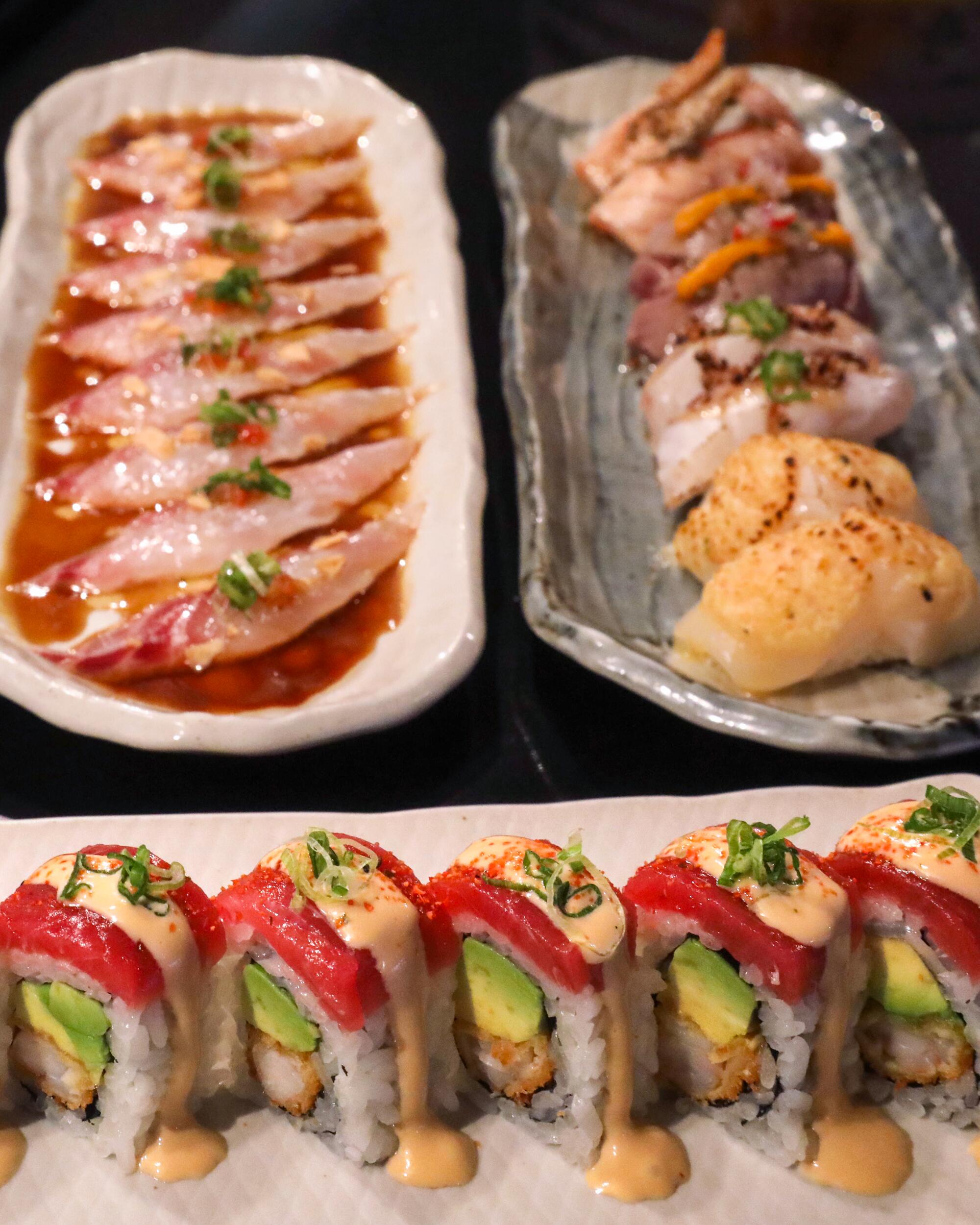 An array of sushi plates from Sushi Nikkei.