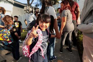 LOS ANGELES CA AUGUST 12, 2024 - These students at Main Street Elementary School in Los Angeles will join the more than 400,000 students that are returning to classrooms Monday across Los Angeles County.