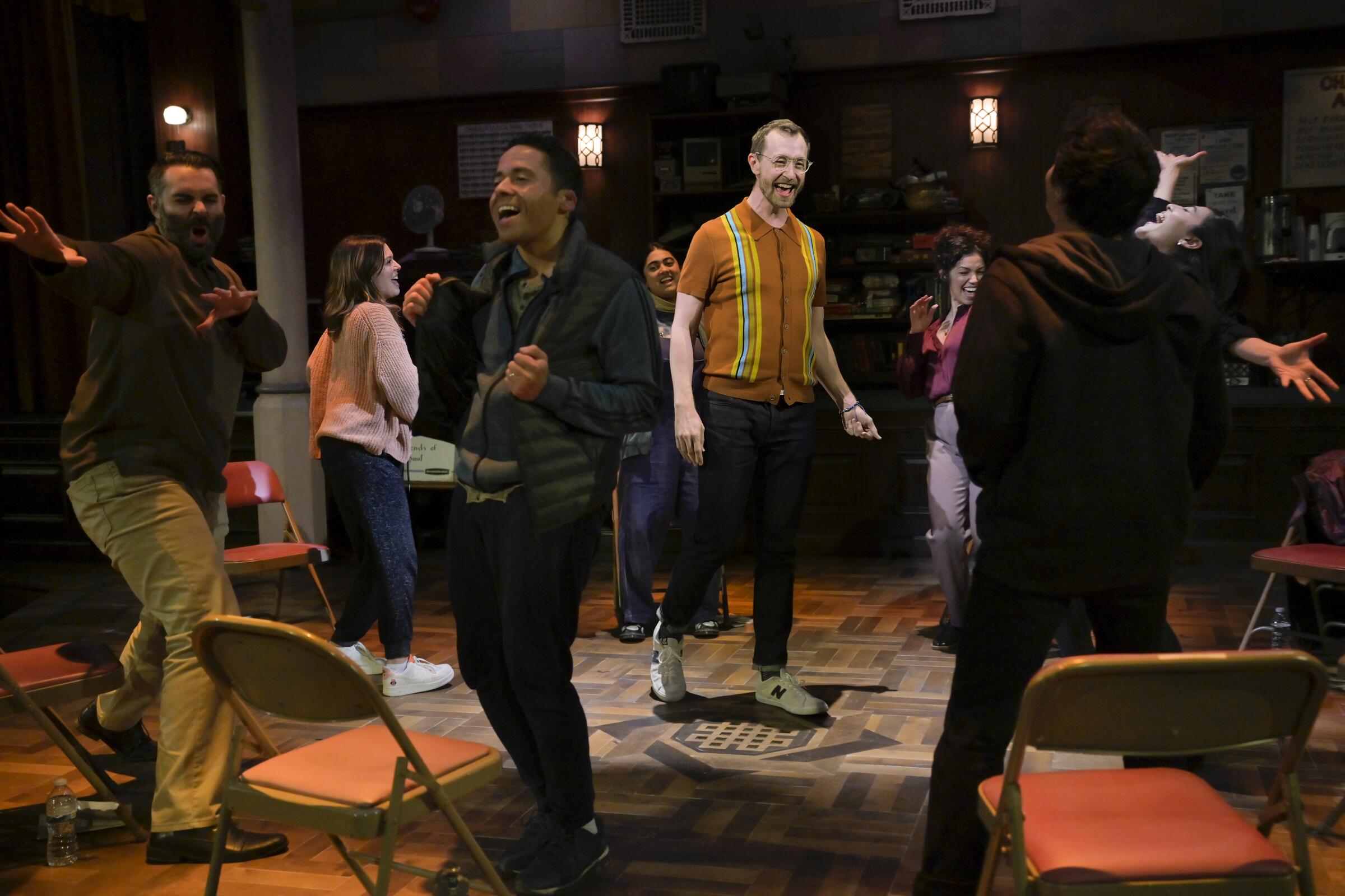 "Octet" cast members dance at Berkeley Repertory Theatre.