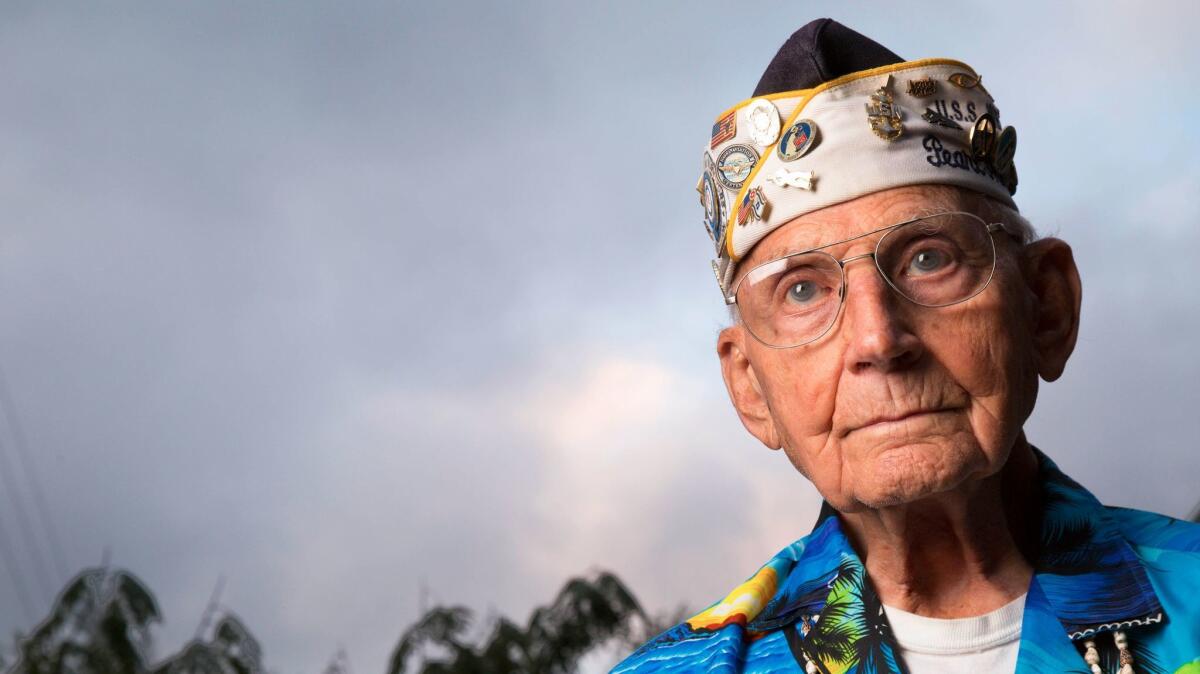 Stuart Hedley, 95, was a crew member on the battleship West Virginia on Dec. 7, 1941, when the Japanese Navy attacked Pearl Harbor.