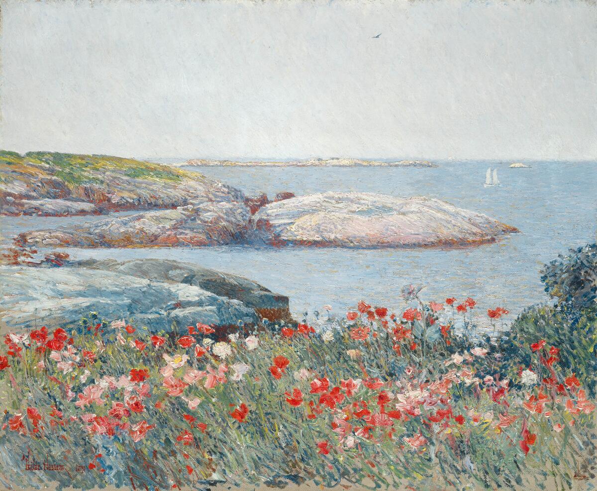Childe Hassam's "Poppies," painted on the Isles of Shoals in 1891. Oil on canvas, 19.75 by 24 inches. (National Gallery of Art)