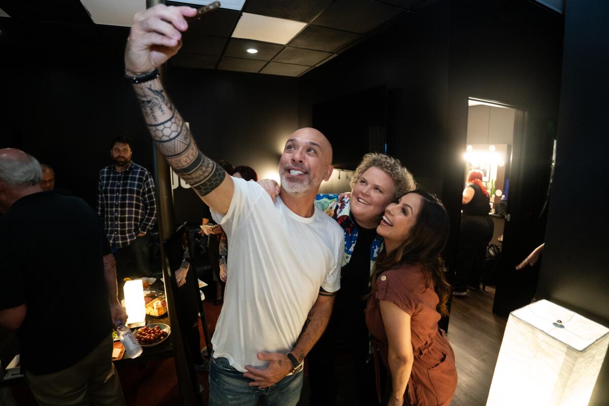 Jo Koy backstage at the Improv with Fortune Feimster and Anjelah Johnson-Reyes.