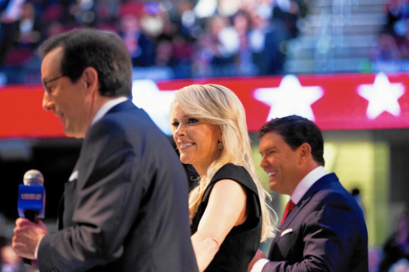 Megyn Kelly, center, asked Donald Trump about insulting comments he’d made about women.