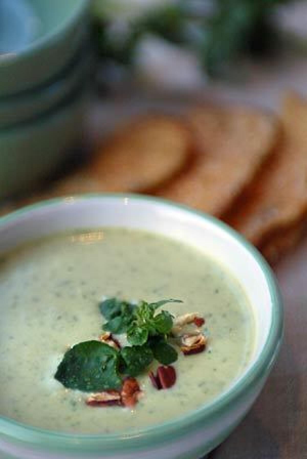 MORE THAN A GARNISH: Add watercress to a sophisticated soup with Stilton and pecans. The leaves wilt just enough to mellow their bite without losing their gorgeous green color.