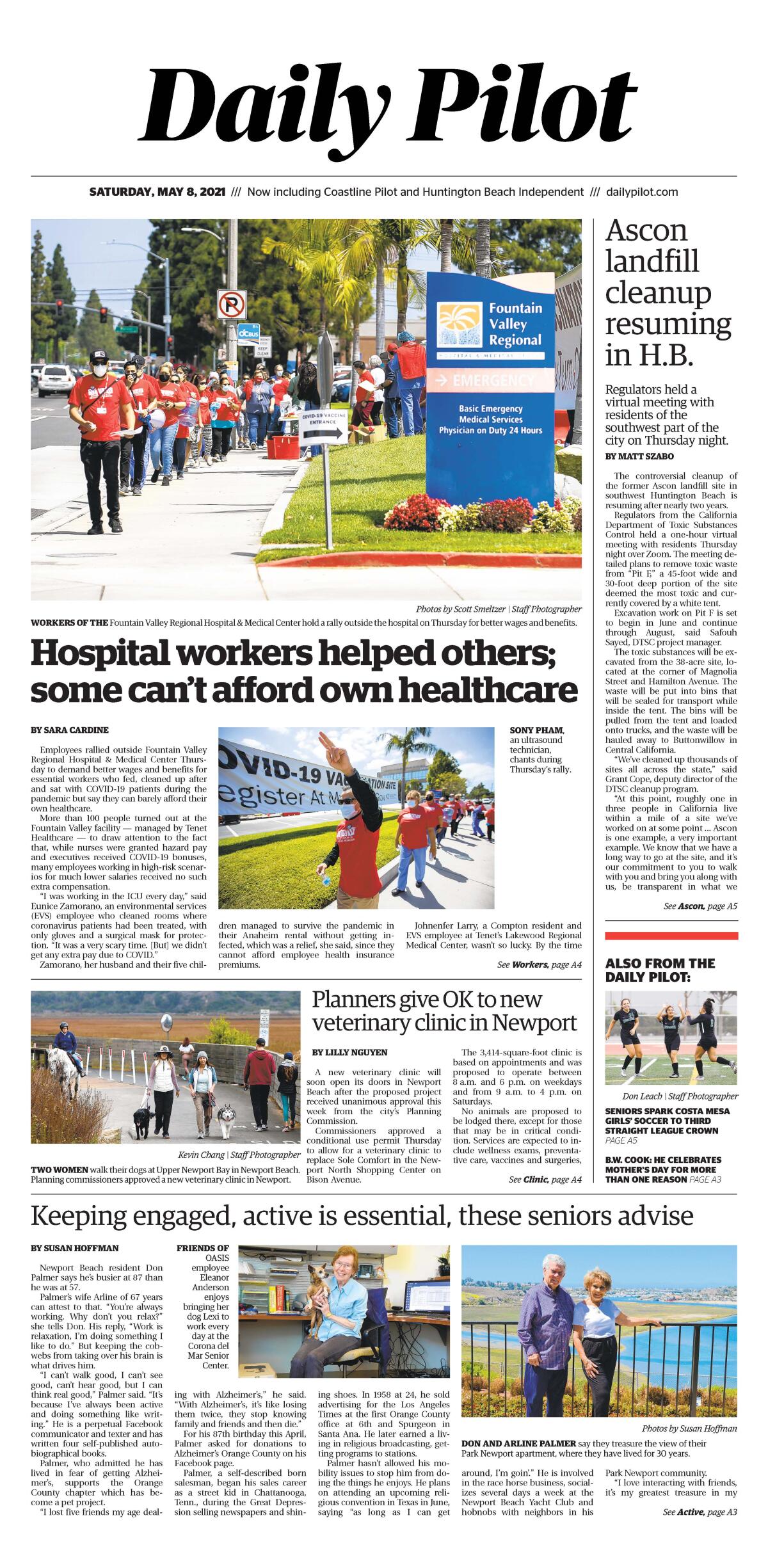 Front page of Daily Pilot e-newspaper for Saturday, May 8, 2021.