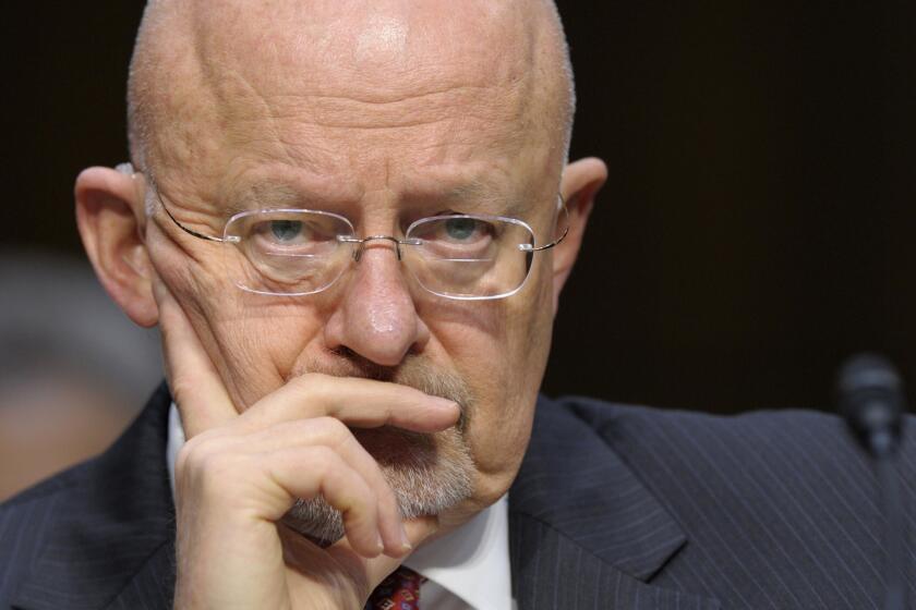Director of National Intelligence James Clapper at a Senate Intelligence Committee hearing in March.
