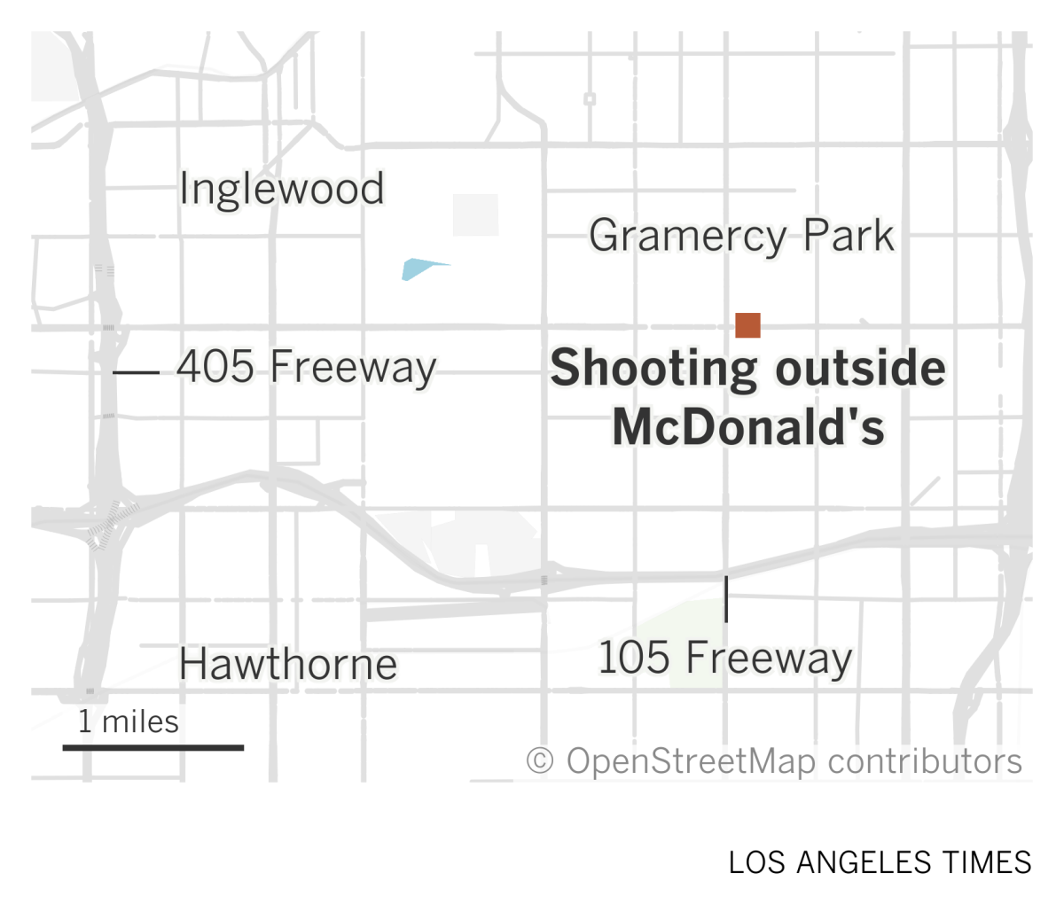 A map of showing the location of a shooting outside a McDonald's restaurant in the Gramercy Park neighborhood