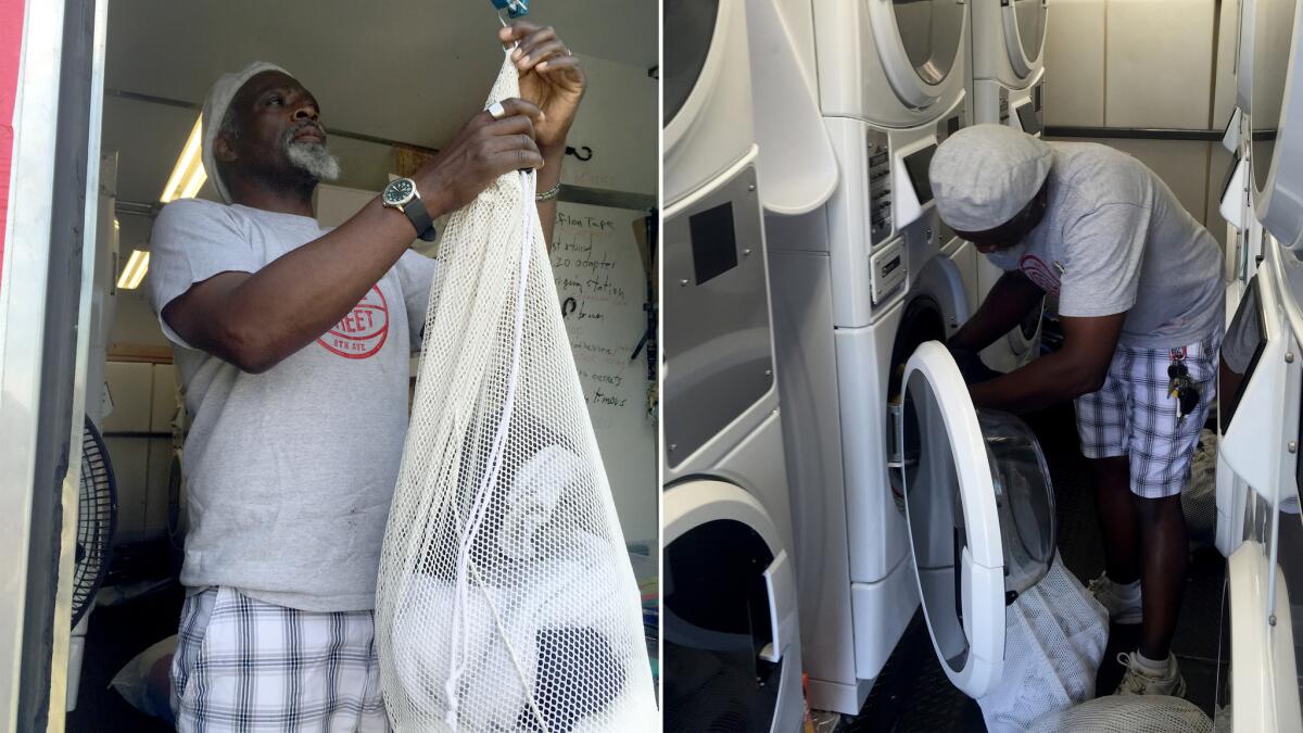 Marcus Harris is outreach and laundry truck coordinator. He drives the truck and does the laundry for the homeless in Denver.