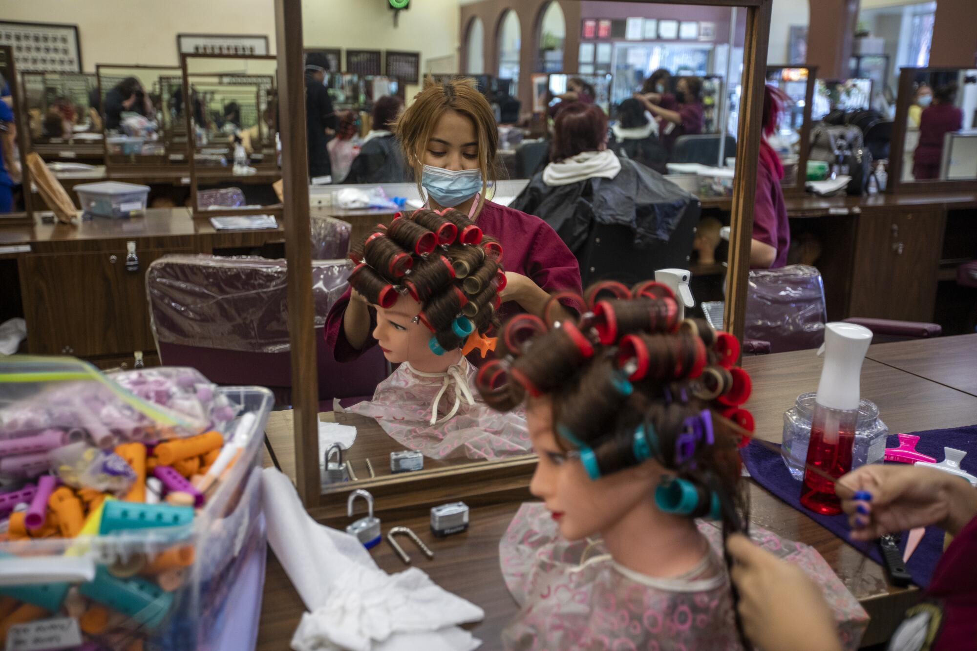 Student Katherine Cruz is taking a cosmetology course at the Professional Institute of Beauty on Main Street