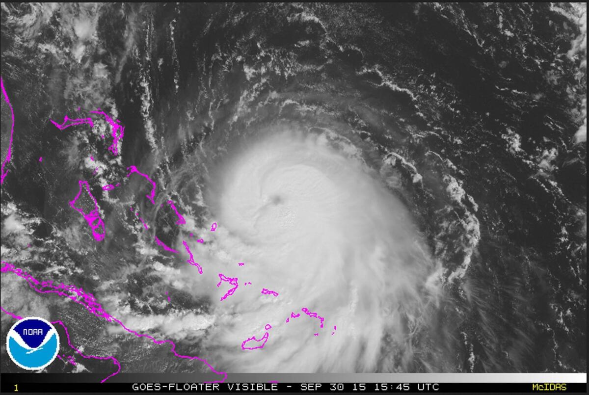 Hurricane Joaquin as seen in satellite imagery.