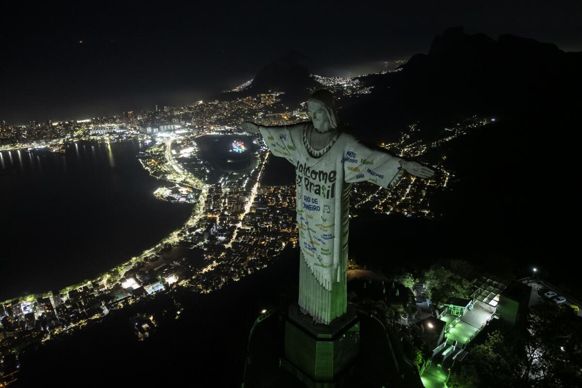 Rio's iconic Christ statue Taylor Swift with open arms thanks