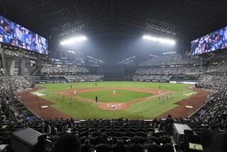 A Pacific League of Japanese Professional Baseball launches at ES CON Field Hokkaido, a new ballpark of Nippon Ham Fighters in Kitahiroshima, Hokkaido Prefecture on March 30, 2023. The opening game between Nippon Ham Fighters and Rakuten Eagles was held in a fully packed stadium. ( The Yomiuri Shimbun via AP Images )